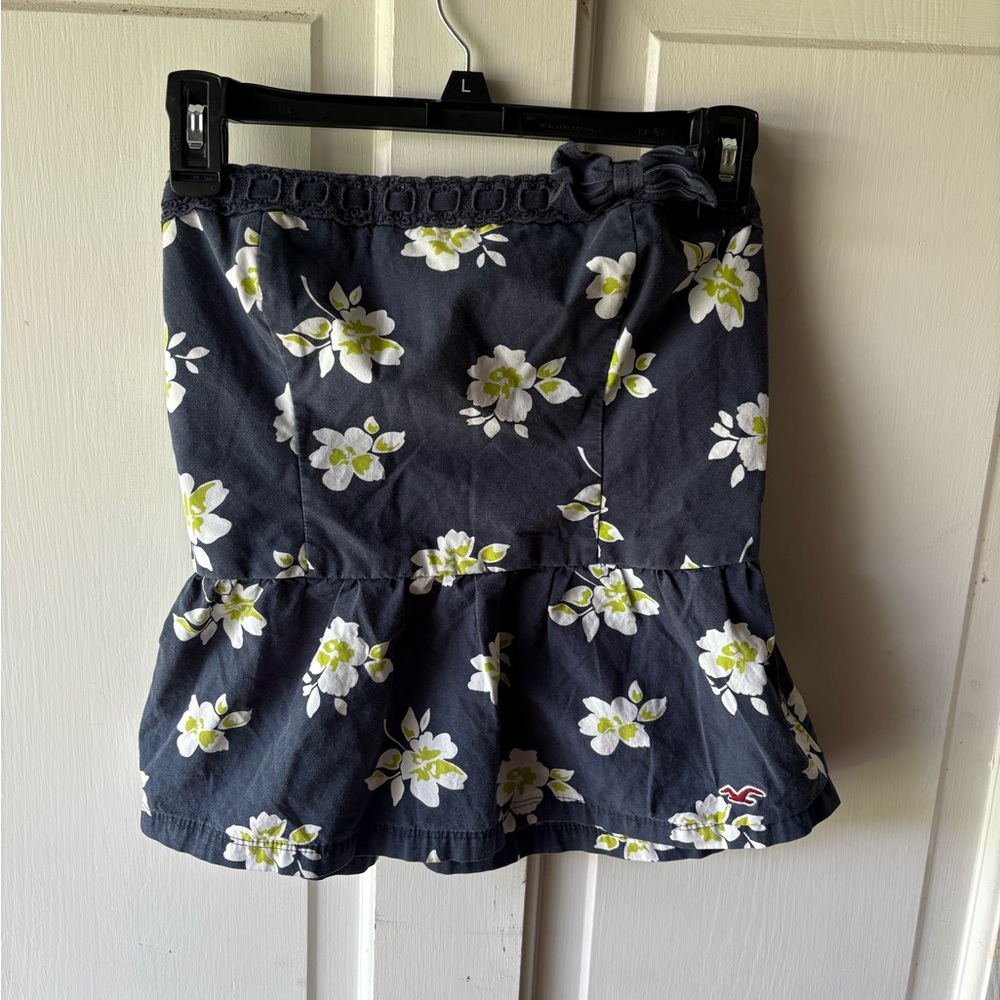 Hollister Navy Floral Y2K Tube Top
